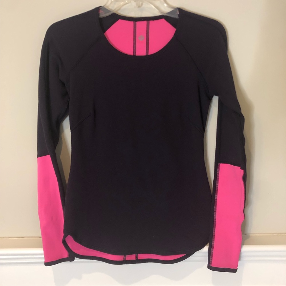 Lululemon Runder Under Reversible Long Sleeve Raspberry Glo Lite RULU Sz Small - Picture 3 of 16
